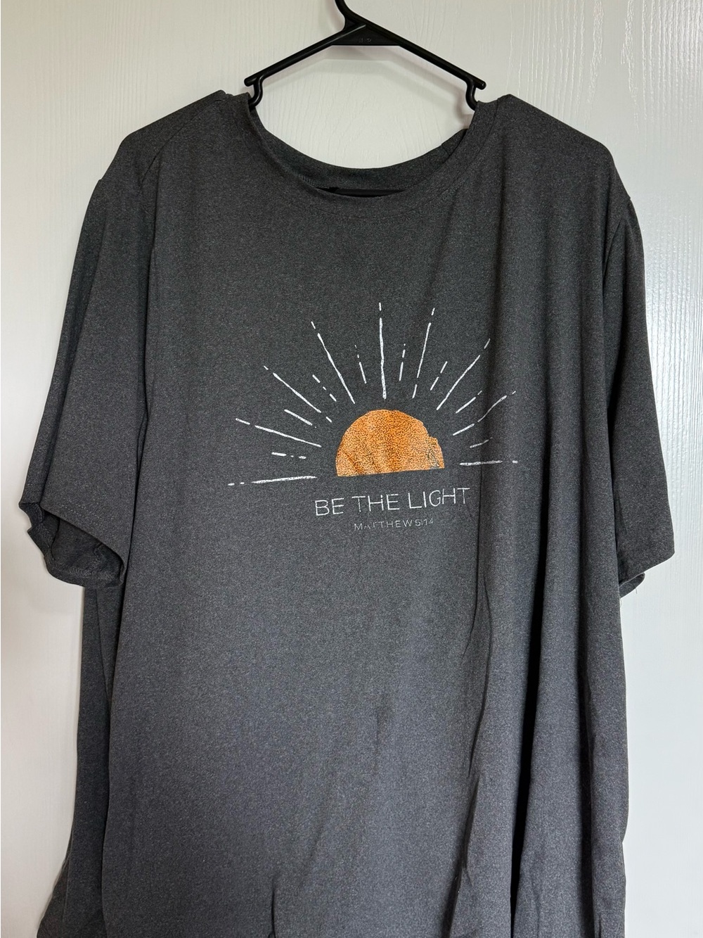 Charcoal Graphic Tee with Gold Sun - "Be The Light"